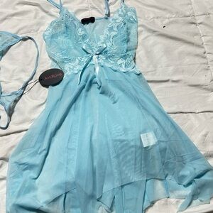 Women's Blue Lace Babydoll Lingerie